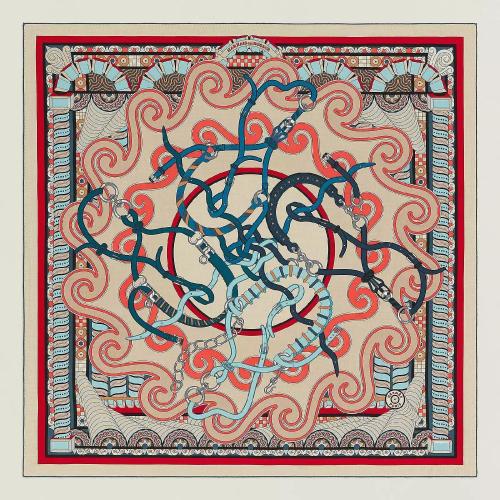  HERMES愛(ài)馬仕 22年秋冬 女士 披肩 Chale 140 Harnais en Rosace H243853S 17