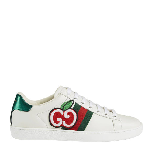 GUCCI/古馳 女士白色皮革果刺繡圖案撞色后跟時(shí)尚舒適小白鞋運(yùn)動(dòng)鞋休閑鞋女鞋 611377-DOPE0-9064
