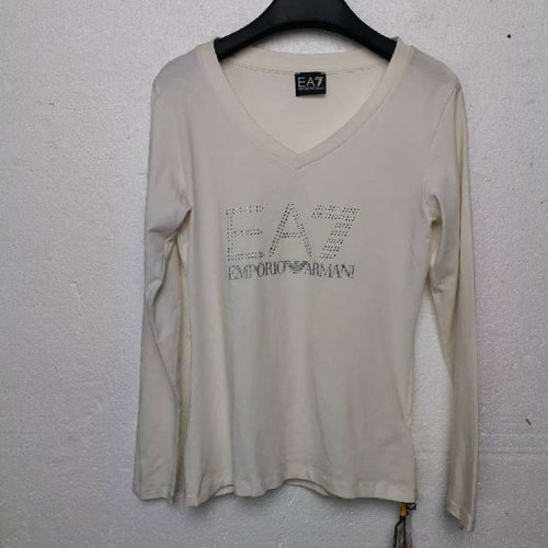Emporio Armani/安普里奧阿瑪尼/米白色女士長(zhǎng)袖T恤(瑕疵折扣）