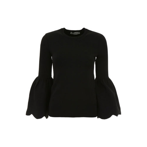 Valentino/華倫天奴 女裝 女士 黑色棉質(zhì)時(shí)尚長(zhǎng)袖T恤 $QB0KC1484C9 0NO HJH01AAB