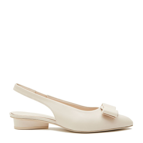 Salvatore Ferragamo/菲拉格慕 骨白色 女士VIVA蝴蝶結(jié)飾穆勒平底拖鞋 733255-01R434