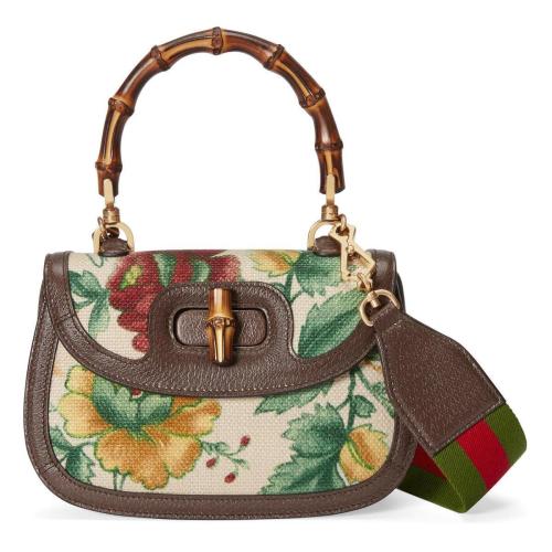  GUCCI古馳 22年秋冬 女士 Gucci Bamboo 1947系列竹節(jié)小號(hào)手提包 675797 U1WBT 9286