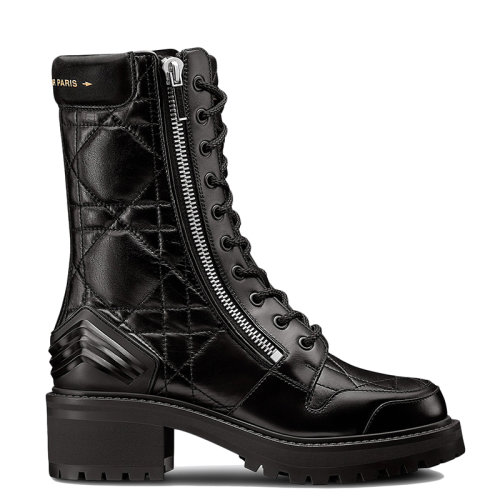 DIOR/迪奧      D-LEADER系列 女士黑色Cannage圖案絎縫小牛皮靴子KCI733CQC_S900