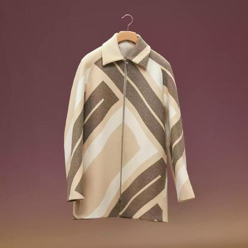  HERMES愛馬仕 22年秋冬 女士 大衣 Manteau court motif ??Mosaique?? H2H0133DIBJ38