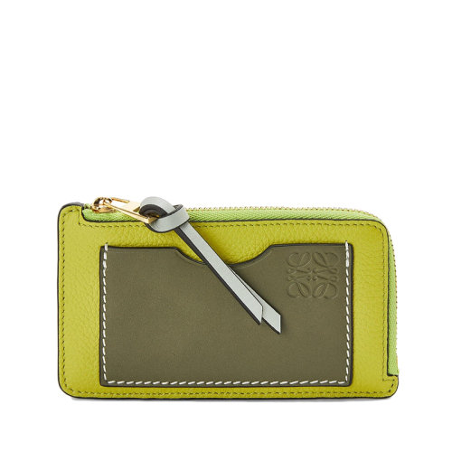 LOEWE/羅意威  女士檸檬黃色鱷梨綠色柔軟粒面小牛皮拉鏈卡包零錢包0010640183