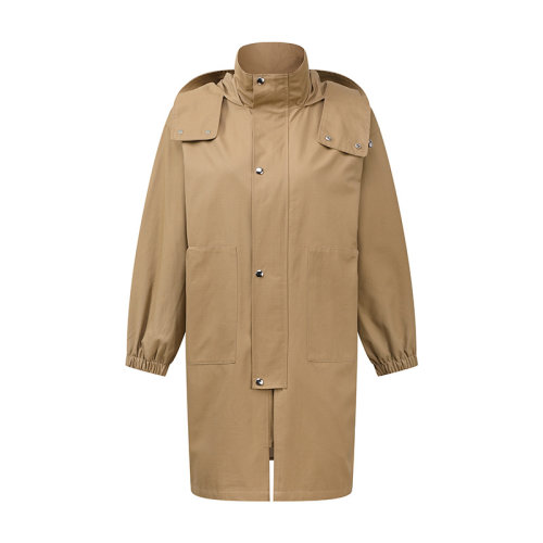 GeleiStory/GeleiStory  風衣2022秋冬新款女裝風衣中長款寬松連帽休閑風衣  女士風衣