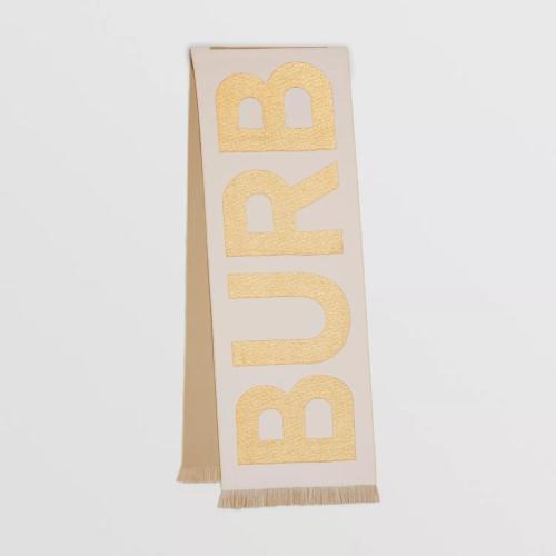  BURBERRY 22年秋冬 女士 金銀線徽標(biāo)羊毛混紡圍巾 80640121