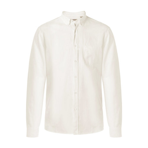 BURBERRY/博柏利 巴寶莉 男裝 襯衫 襯衣 burberry服裝 棉亞麻混紡米白色翻領(lǐng)男士長袖襯衫 長襯 正裝 休閑上裝 38658271