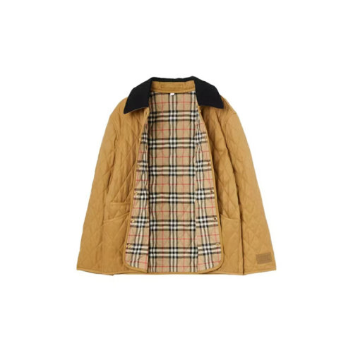 BURBERRY/博柏利 燈芯絨衣領(lǐng)菱形絎縫女士棉服外套 80391161