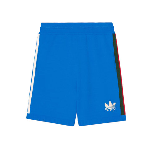GUCCI/古馳 22年秋冬新款 adidas聯名系列 男士藍色精細彈力粘膠混紡短褲700480XKCIF4447