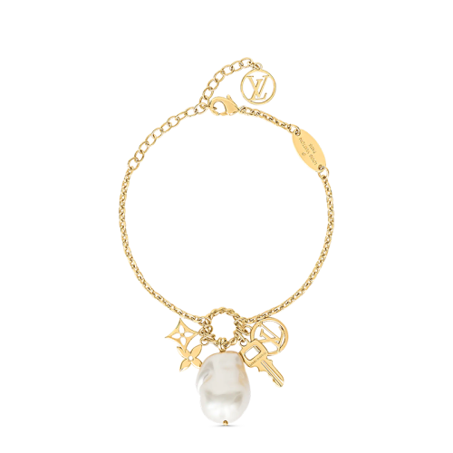 Louis Vuitton/路易威登 22春夏新款TOGETHER系列 金色金屬鏈條配徽標(biāo)花卉金鑰匙多形狀貝殼吊飾手鏈M00375