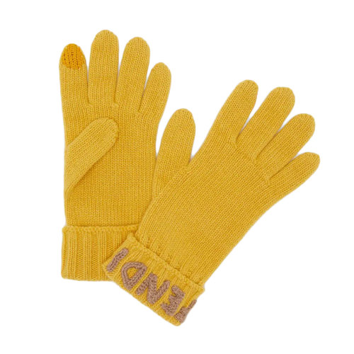 FENDI/芬迪新款 女士黃色羊毛手套FXY574AIX0F03PF