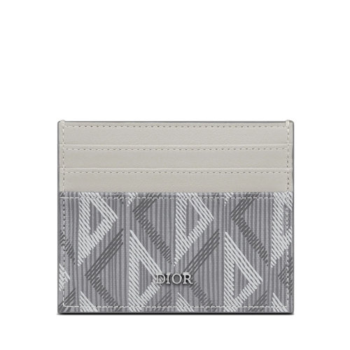 DIOR/迪奧 22春夏新款 男士灰色CD Diamond圖案帆布光滑牛皮革卡包卡片夾2ESCH135DCO_H42E