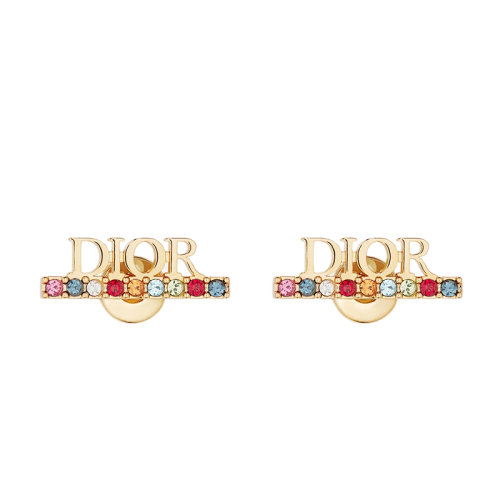 DIOR/迪奧 DIO(R)EVOLUTION系列 鍍金金屬“DIOR”五彩水晶裝飾耳釘E1456DVOCY_D665