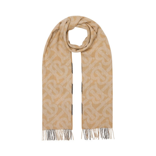 BURBERRY/博柏利 男女同款中性拼色山羊絨雙面格紋經(jīng)典logo印花圍脖圍巾 8045177