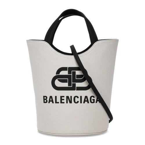 Balenciaga/巴黎世家女士白色棉質(zhì)經(jīng)典字母徽標(biāo)印花裝飾單肩包斜挎包手提包女包 599332-2HH13-9360