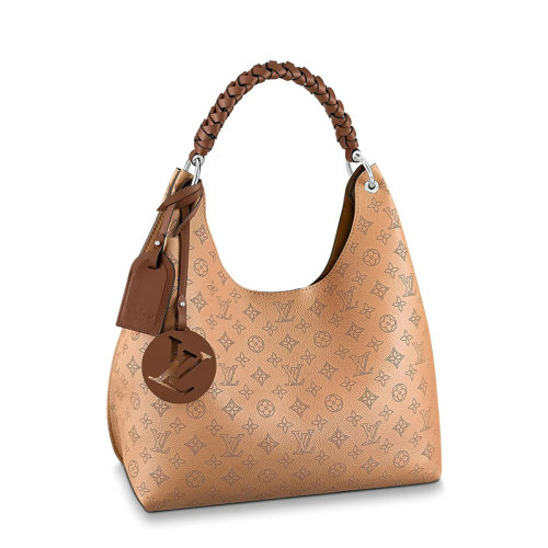Louis Vuitton/路易威登 22春夏新款CARMEL系列 女士亞利桑那棕色小牛皮鏤刻穿孔老花裝飾編織提手銀扣鏤刻徽標吊飾單肩手提流浪包M59303
