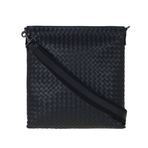 Bottega Veneta/葆蝶家 男士黑色羊皮斜挎包276356V465C1000