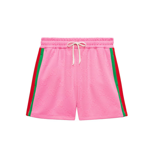  GUCCI/古馳 22年秋冬新款 愛(ài)的進(jìn)行曲系列 女士粉色聚酯纖維老花提花短褲695729XJECY5835