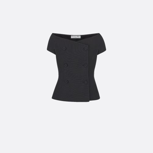  DIOR迪奧 22年秋冬 女士 短袖t恤 雙排扣露肩西裝外套 841V30A1166_X9000 預定商品1-3周發(fā)貨