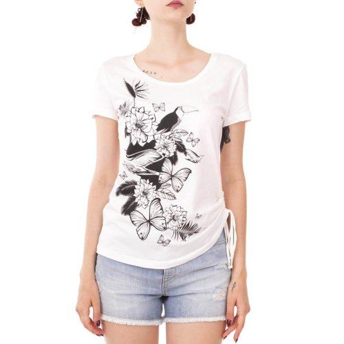  Emporio Armani/安普里奧阿瑪尼 女士白色棉質(zhì)短袖T恤 3YTT74 J22Z 1100 PLFSX