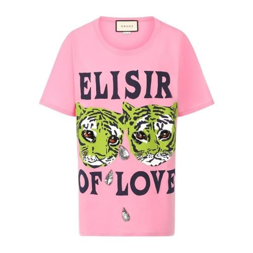  GUCCI/古馳 女士粉色棉質(zhì)短袖T恤 492347 XJBHQ 5901 PLFSX