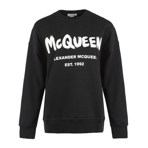 Alexander McQueen/亞歷山大麥昆21新品字母印花棉質(zhì)寬松女衛(wèi)衣女士套頭衛(wèi)衣659975QZADI