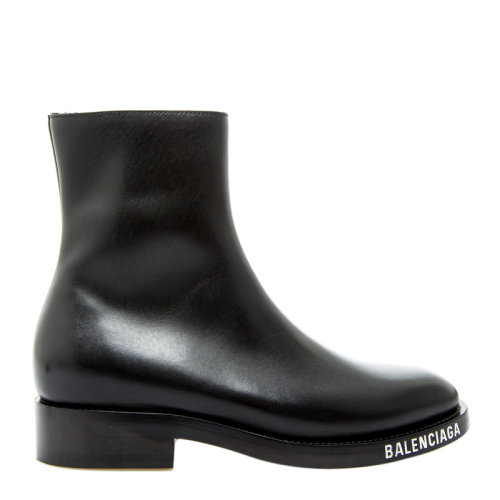 Balenciaga/巴黎世家 男士黑色徽標(biāo)鞋底皮革短靴皮靴男鞋590717-WA720-1000