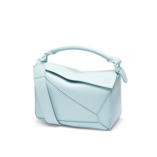 LOEWE/羅意威 22年新款 Puzzle系列 女士小號海藍色緞面小牛皮單肩斜挎手提拼圖包A510S21X88-9514