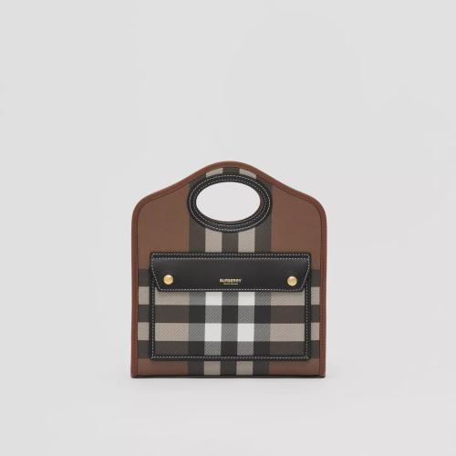  BURBERRY 22年秋冬 女士 格紋拼皮革迷你口袋包 80631241