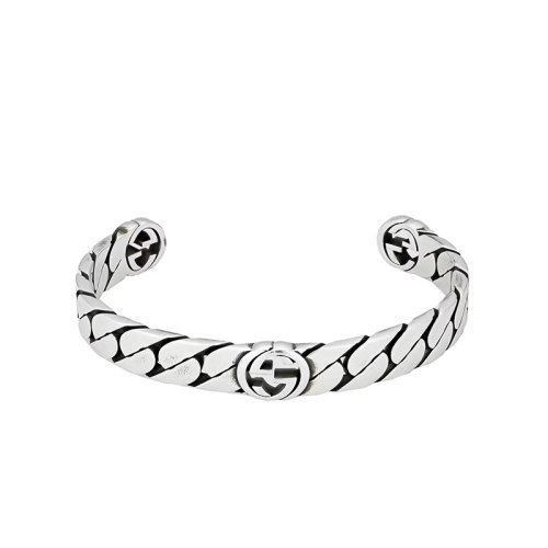 GUCCI/古馳 22春夏新款 純銀做舊雙G和條紋圖案手鐲661528J84000728
