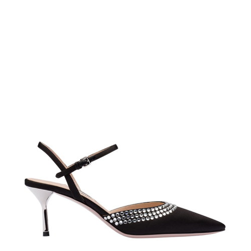 MiuMiu/繆繆 黑色 女士仿水晶裝飾緞面高跟鞋 5I929C_LVO_F0002_F_065