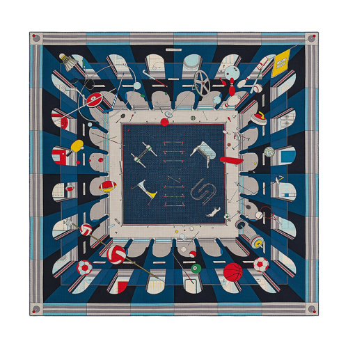 HERMES/愛馬仕 22年早春新款 Carré H 140 Chic系列 男士拼色羊絨真絲混紡圍巾H553774T10