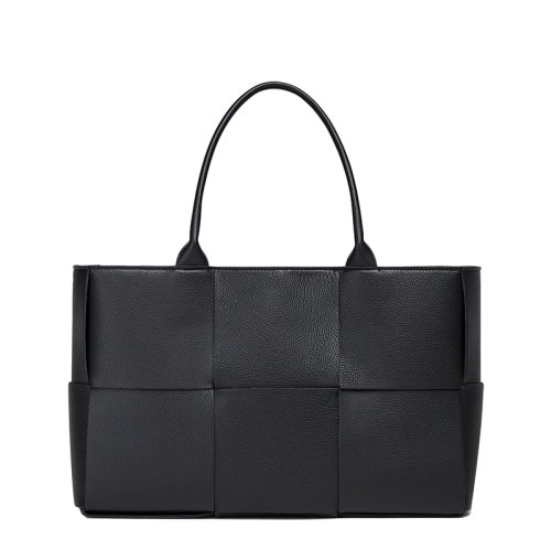Bottega Veneta/葆蝶家 經(jīng)典ARCO系列 男女通用黑色I(xiàn)ntreccio編織牛皮革手提托特包609175VCP118425