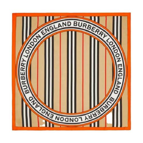  BURBERRY 22年秋冬 女士 標(biāo)志性條紋拼徽標(biāo)圖案絲質(zhì)小號方巾 80308951 預(yù)定商品1-3周發(fā)貨