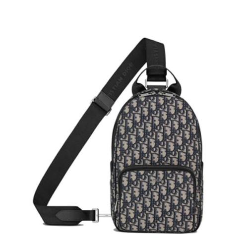 DIOR/迪奧 Dior Oblique 男士米色和黑色Dior老花帆布斜跨單肩包 1ESBO013YKY_H27E