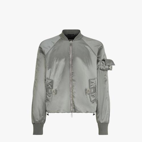  FENDI芬迪 22年秋冬 男士 夾克 鴿子灰尼龍飛行員夾克 FAA877AM0PF1J7B