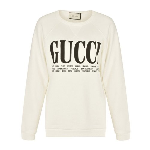 Gucci 古馳 女裝 服飾 白色城市印花Cities平紋針織棉 女衛(wèi)衣