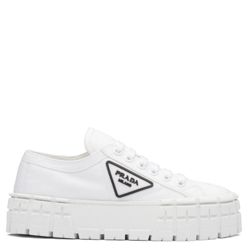 PRADA/普拉達(dá)  Double Wheel系列 女士白色尼龍華達(dá)呢運(yùn)動(dòng)鞋1E260M_3LFX_F0009_F_050
