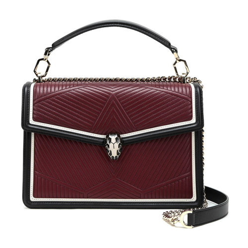 BVLGARI/寶格麗 女士SERPENTI FOREVER系列皮質(zhì)蛇頭扣環(huán)手提單肩斜挎包 286633