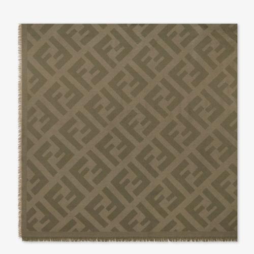  FENDI芬迪 22年秋冬 女士 圍巾 綠色羊毛和羊絨披肩 FXT069A669F0Q*w*Q4