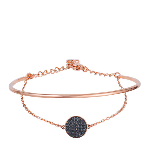 Swarovski/施華洛世奇  GINGER系列女士灰色/鍍玫瑰金色仿水晶時尚圓餅形吊牌精致手鏈?zhǔn)汁h(huán)手鐲 5389046
