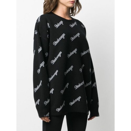  Balenciaga/巴黎世家 女士黑色時尚休閑針織衫/毛衣 646693 T4112 1070 PLFSX