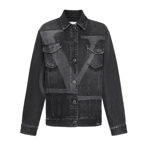 Valentino/華倫天奴 黑色 女士VLOGO廓形牛仔夾克外套 UB3DC01W4JH0NO 2020年秋冬