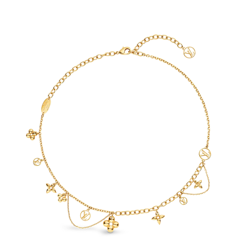 Louis Vuitton/路易威登 22春夏新款BLOOMING系列 金色金屬花卉字母造型鏤刻雕飾項(xiàng)鏈M64855