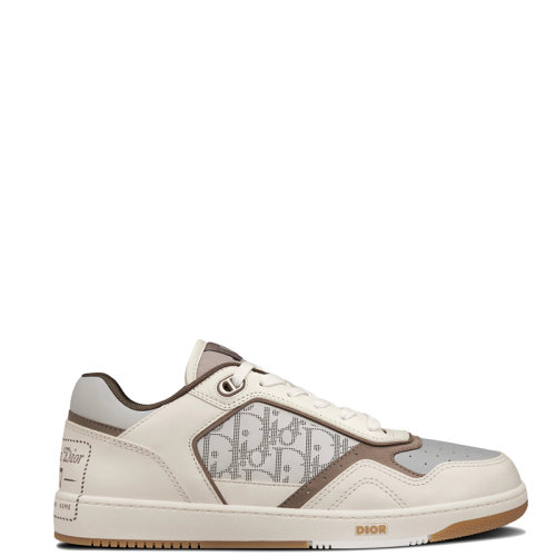 DIOR/迪奧 22年秋冬新款 B27系列 男士奶油白色/灰白色光滑牛皮革飾老花印花效果低幫運動鞋3SN272ZSR_H167