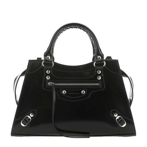 Balenciaga/巴黎世家 Neo Classic系列女士黑色小牛皮鉚釘裝飾單肩包斜挎包梯形包機車包女包 638521-11Q1Y-1000