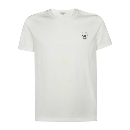 Alexander McQueen/亞歷山大麥昆 男士純色棉質(zhì)撲克牌骷髏頭印花圓領(lǐng)短袖T恤 624179-QPZ64 多色可選