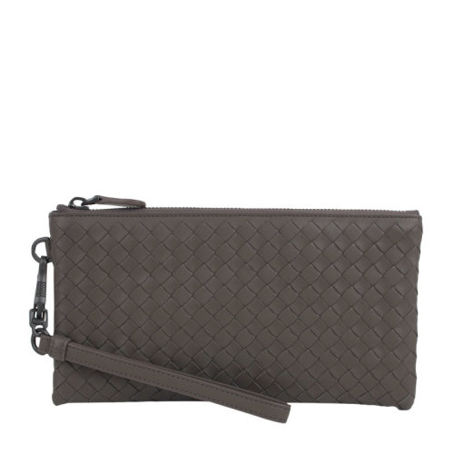 Bottega Veneta/葆蝶家 寶緹嘉 男士 淺咖啡色牛皮拉鏈開合長款手拿包 428032V001N2905 HJH0015X