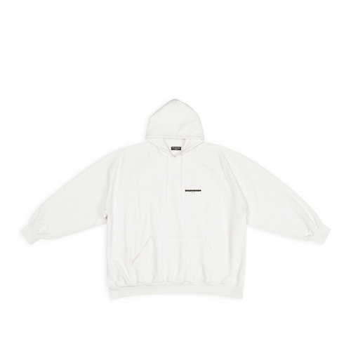 Balenciaga/巴黎世家 22年秋冬新款 女士奶油白白色正面背面飾有印花純棉連帽衛(wèi)衣697879TMVH29800